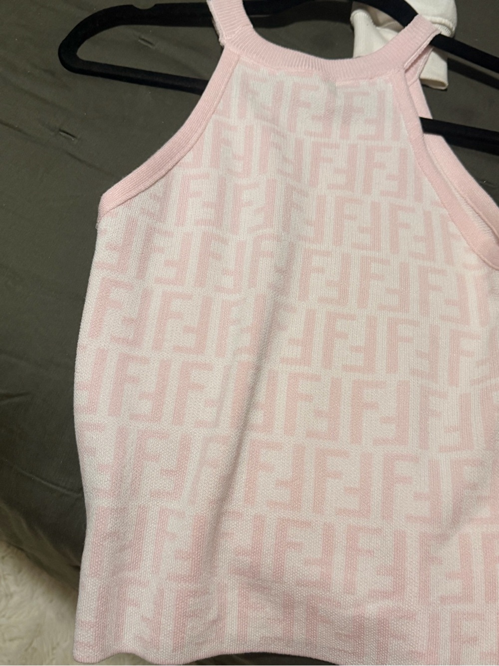Fendi Light Pink FF Monogram Knit Halter Tank - Picture 4 of 4